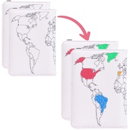 2 Pack Paint-Over World Map Passport Holder - RFID Blocking Passport Cover & Vaccine Card Holder Com