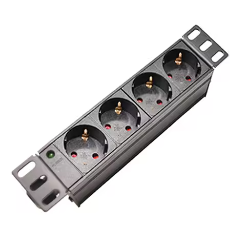 1U PDU Metal Power Strip 250V 16A 3500W 2/4/6/8 Ways EU Outlets for Server Rack Mount Extension Sock