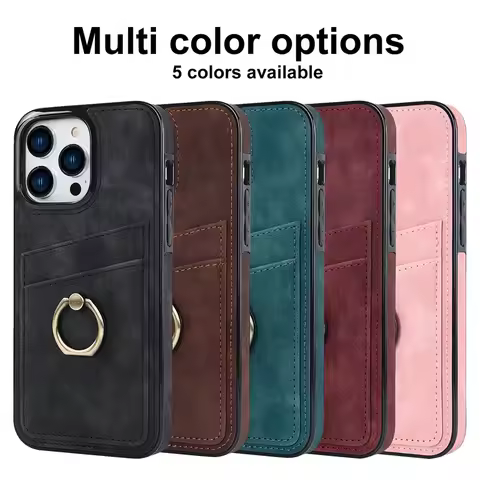 Suede Leather Finger Ring Holder Phone Case for Iphone 11 12 13 14 15 Pro Max X Xs Max Xr Wallet Car