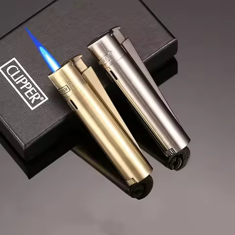 Clipper cigarette Lighter Windproof Straight Jet Blue Flame Lighter Flame Outlet With Dust Cap Butan