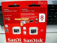 【全新公司貨開發票】SanDisk 8G / 16G microSD 記憶卡，TFlash CLASS4，適用手機相機