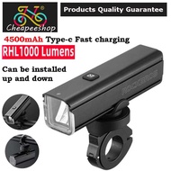 1000Lumen Bicycle Headlight 4800mAh USB Chargeable Type C Charging  Bike Cycling  Front Light ROCKBR