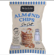 เดอลาลิต้า ขนมอัลมอนด์และข้าวอัดแผ่นอบกรอบรสเค็ม De La Lita Vegan Almond & Rice Chips Sea Salt Glute