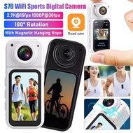 2.7K Mini Wifi Sports Camera  4K Small Motorcycle Cycling Video Bodycams 180° Twist Lens