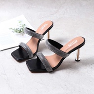 Women's Summer Sandals 2 0 4 Fashion Outside Wear Crystal Stiletto Heels Comfortable Solid Color One