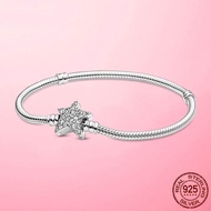 Femme 925 Sterling Silver Moments Asymmetric Star Clasp Snake Chain Bracelet for Women Bangles Bracelet Women Jewelry Jewellery
