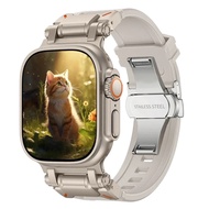 สายยางกีฬาสำหรับนาฬิกา Apple อัลตร้า2 49มม. สร้อยข้อมือตัวล็อกแบบผีเสื้อ IWatch Series 9 8 7 6 5 4 S