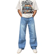 Men's baggy jeans, korean style, baggy wisker jeans, baggy jeans