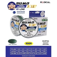 HIJAU Exori Fishing - Braid Fishing Line Pe Line Sumo X12 300M Green Sumo X12 Line