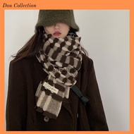 [Nowship2h] High Quality Thick Cashmere Wool Scarf to Keep Warm in Winter Checkered - 61x206cm - Cod