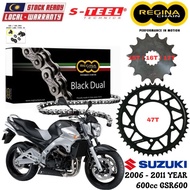 SUZUKI 600cc GSR600 Full Set Regina Black Dual Chain 525 ZRA Steel Sprocket Sets