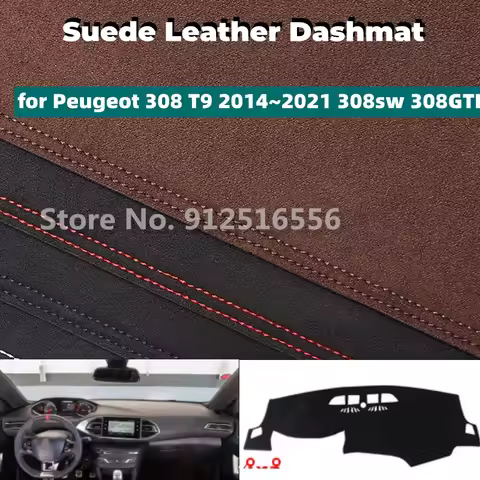 Car Accessories Suede Leather Dashmat Dash Mats Pad Dashboard Covers Sun Shade Carpet for Peugeot 30
