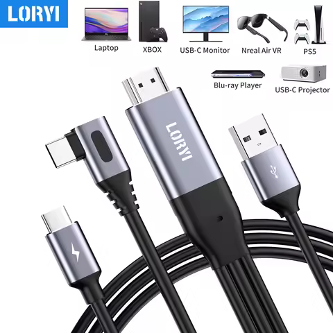 4K60Hz 90° Design HDMI-compatible TO USB C Cable 8.2Ft Support Touchable Portable Monitor For Xreal