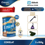 Ensure Gold HMB Cokelat 850 g / 800 g x3 - Nutrisi Dewasa Rendah Laktosa