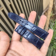 Men's Crocodile Leather Watch Strap, Navy Blue, Bamboo Pattern, All Sizes 18mm 20mm 22mm (Inner cowh