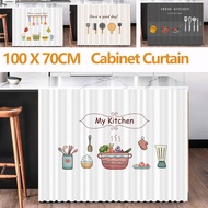 Self-adhesive Langsir Kain Tutup Kabinet Dapur Kitchen Curtain Cartoon Cat Cabinet Curtain Skirting 