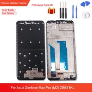 อุปกรณ์ Asus ของแท้ Zenfone Max Pro (M2) X01BDA ZB631KL โครงหน้ากากกลางด้านหลังตัวเครื่องจอแอลซีดีรองรับแผงหน้าปัดกลางอะไหล่ทดแทนการซ่อม