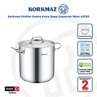 Korkmaz Proline Gastro Stainless Steel Stock Pot (Soup Pot) - 18x18cm Heavy Duty Induction Pot Made 