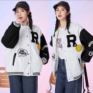 R SMILE VARSITY BASEBALL JACKET SIZE MLXL OVERSIZE BASEBALL JACKET KOREAN BASEBALL JACKET