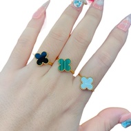 Durable and beautiful 4-leaf titanium ring, freesize four-leaf clover titanium ring from Hoakendy sh
