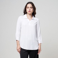 PUTIH KEMEJA HITAM Mcb - Women's Rayon Shirt Basic Regular Big Size Plain Umeko Black / White | 5502