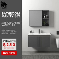 SG Stocks | 60 / 80CM. Bathroom Vanity Mirror Set / Bathroom Cabinet / Basin Cabinet with Mirror Cabinet