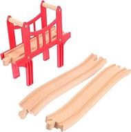 Abaodam 1 Set Wooden Train Track Bridge Accessories Small Straight Tracks Wood Railway Train Track C