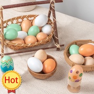 5pcs Wooden Simulation Eggs Duck Eggs Children DIY Painted Toys Easter Decoration Wooden Crafts