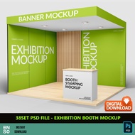 38Set PSD Files - Exhibition Booth Mockup Template | Self Edit Photoshop Digital Booth Mockup Templa