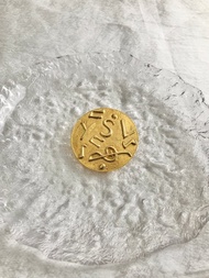 【日本直送 名牌中古包】Yves Saint Laurent YSL 復古金色圓形胸針 37uc8r