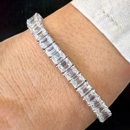 1ct 5*7mm Emerald Cut Moissanite Tennis Bracelet for Women Men Original Sterling Silver 925 Chain Pa