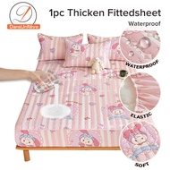 Dansunreve 100% Waterproof Quilted Bedsheet Cute Sanrio Kulomi Thicken Mattress Protector Fitted Sheet Queen/Single/King