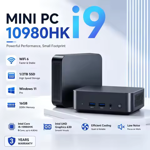 Mini PC Intel Core I9 10980HK/i3 6100U Mini Pc Computer Windows 11 Mini PC Gaming Computer 16GB RAM 
