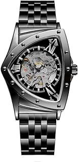 Bequest Mens Band for Stainless Steel Automatic Mechanical Skeleton Traingle Analog Steel Band Men's