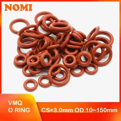 VMQ O Ring Red Silicone Gaskets CS 3mm OD 10~200mm Food Grade Waterproof Washer Sealing Round O Shap