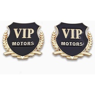 2X Metal VIP Motors Logo Car Emblem Premium 3D Badge Rear Trunk Sticker Auto Side Fender Decal (Gold