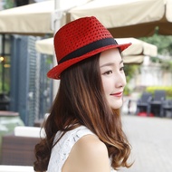 💯【Hats 】💯Viviandan &amp; MiuMiu Same Style Red Hat Jazz Billycock Female Summer British Style Trendy Short Hair Korean Style