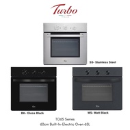 Turbo Italia TO65 Series Built-In-Electric Oven | 60cm | 65L Capacity | Knob Control | 1 Year Warran