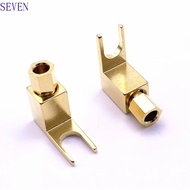SEVEN Banana to Spade Adapte Banana Socket Metal Spade Adapter Adapter Plugs Y Type Speaker Cable Co