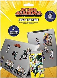 My Hero Academia Tech Stickers, Set of 30 Anime Stickers for Laptops, Mobile Phones and Tablets, Device Stickers for Children, Stickers for Adults - Official Merchandise