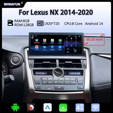 10.25" Android 14 CarPlay Auto Radio For Lexus NX NX200 NX200T NX300h NX300 2014-2020 Multimedia Nav