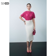 Chân váy bút chì xẻ sau màu kem SIXDO (Cream Woven Pencil Skirt)