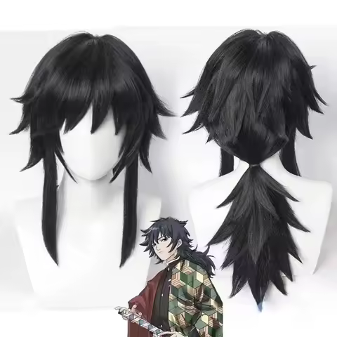 Ghost Slayer Blade Tomioka Yoshiyuki Anime Character Cosplay Wig Upturned Fluffy Wig Simulated Scalp