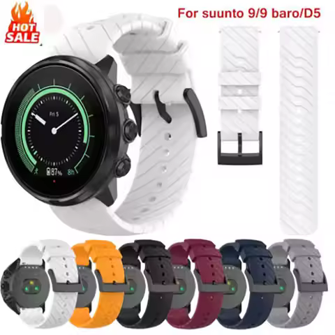 24mm Soft Silicone Watchband for SUUNTO9/9 Baro Strap Replacement Wristband for SUUNTO D5 Sports Bra
