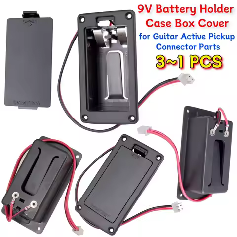 Guitar Bass 9V Guitar Pickup Battery Box Battery Holder Case Compartment Cover with Cable Contacts G