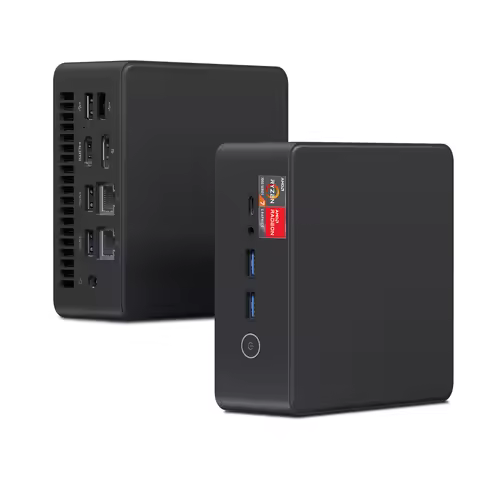 Wholesale Mini PC Ryzen 7 6800H DDR5 Backlit LED Logo Gaming Office Desktop Computer Dual RJ45 Type-