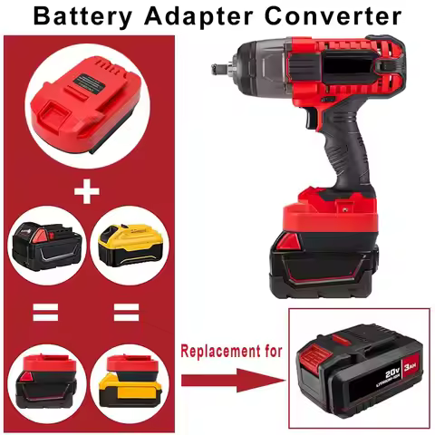 DM20BAU Battery Adapter Convert for DeWalt 20v MAX XR Battery for Milwaukee M-18 Battery To Bauer 20
