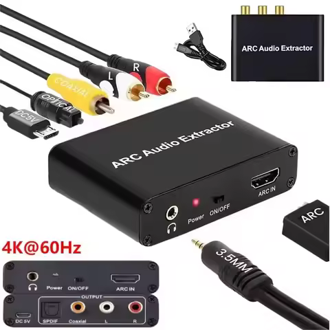 4K HDMI ARC Audio Extractor ARC To SPDIF Coaxial L/R Stereo 3.5mm Jack Audio Adapter Return Channel 