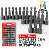 20pcs CR-V Magnetic Nut Setter 1/4" Hex Socket Wrench Converter Drill Chuck Impact Screw Nut Driver 