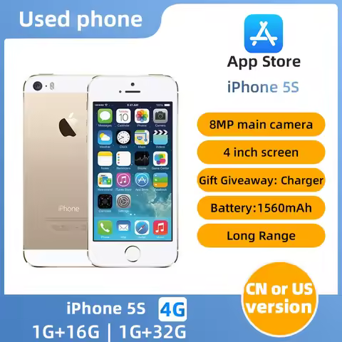 Used Apple iPhone 5S 4G LTE CellPhone Unlocked 1GB RAM 16GB/32GB/64GB ROM iCloud IOS WIFI Fingerprin
